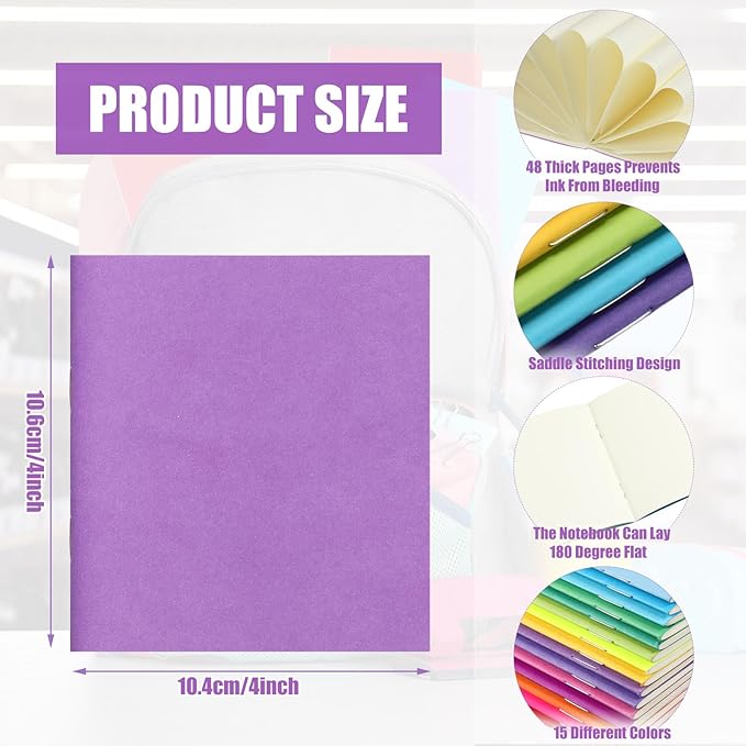 Thenshop 150 Pack Mini Notebooks Bulk Small Notepad Unlined Journals Pocket Blank Sketchbooks Kids Students Gifts Back to School Supplies 4 x 4 Inch 24 Sheets(Bright Color)