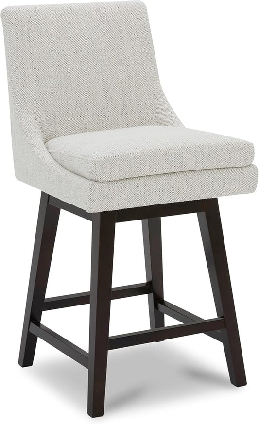 CHITA Counter Height Swivel Barstool, FSC Certified Upholstered Bar Stool, 26.8" H Seat Height, Fabric in Ivory