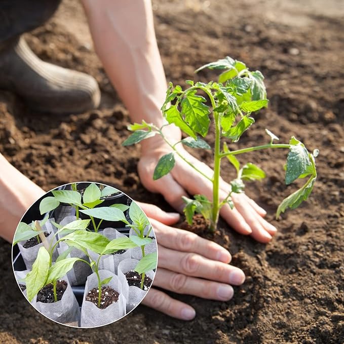 GREANER Nursery Growing Bags - 7.8x10.2 inches, 100PCS Non-Woven Biodegradable Plant Nursery Bags, Seed Starting Pots Pouches for Vegetables, Flowers, Fruits, Trees, Home Garden Supply