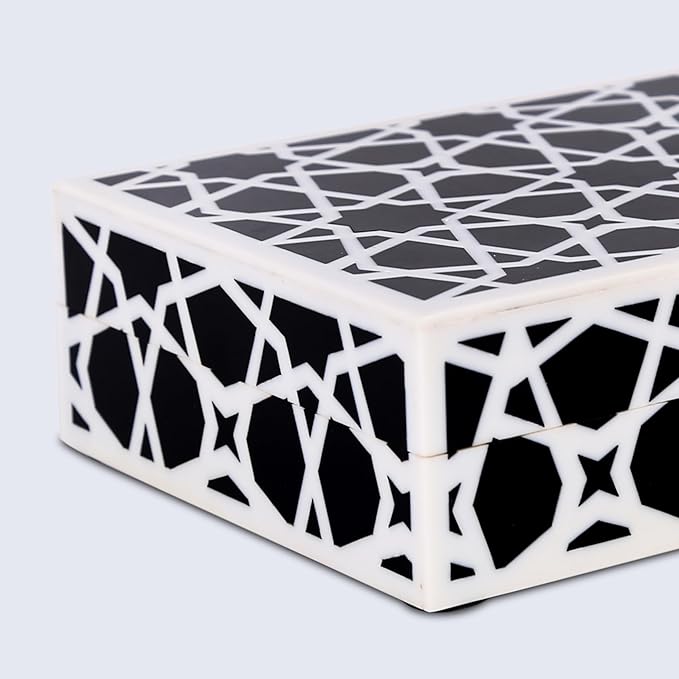 Handicrafts Home Handmade Zellij Collection Decorative Jewelry Box Organizer – Keepsakes, Trinkets, and Home Decor – Antique Coffee Table Storage, Wedding Memory Box, Farmhouse Style Decor, 8x5x2