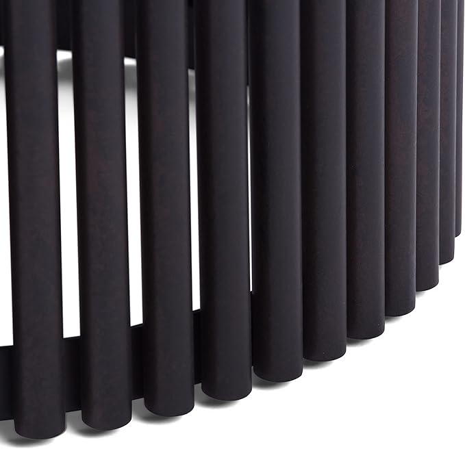 SIMPLIHOME Demy 18-inch Wide Metal and Solid Mango Accent Table in Natural/Black, Round Side Table with Mango Wood Top for Living Room or Bedroom, Industrial Style, Assembled