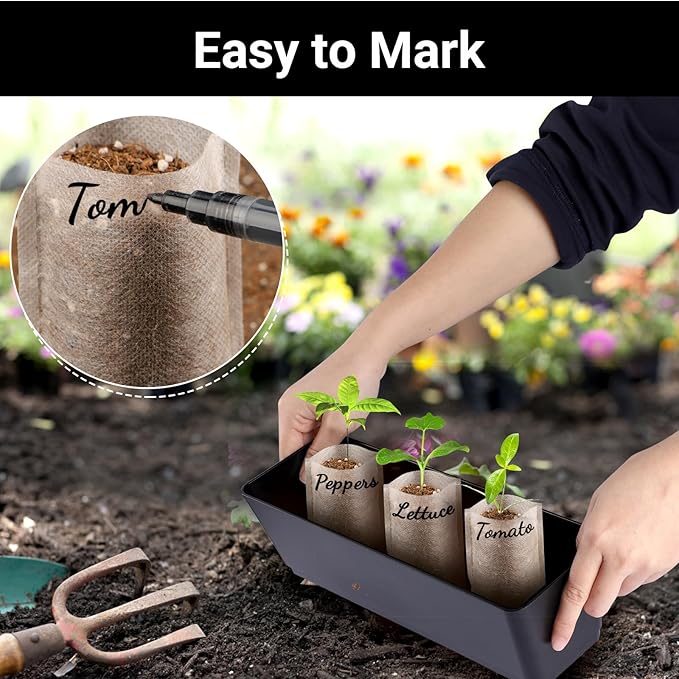 Plant Nursery Bags, 200PCS 3.5"x4.7" Non-Woven Plant Seeding Grow Bags, Vegetables Fabric Seedling Bag Pots Planting Transplant Grow Pouch Home Garden Supply