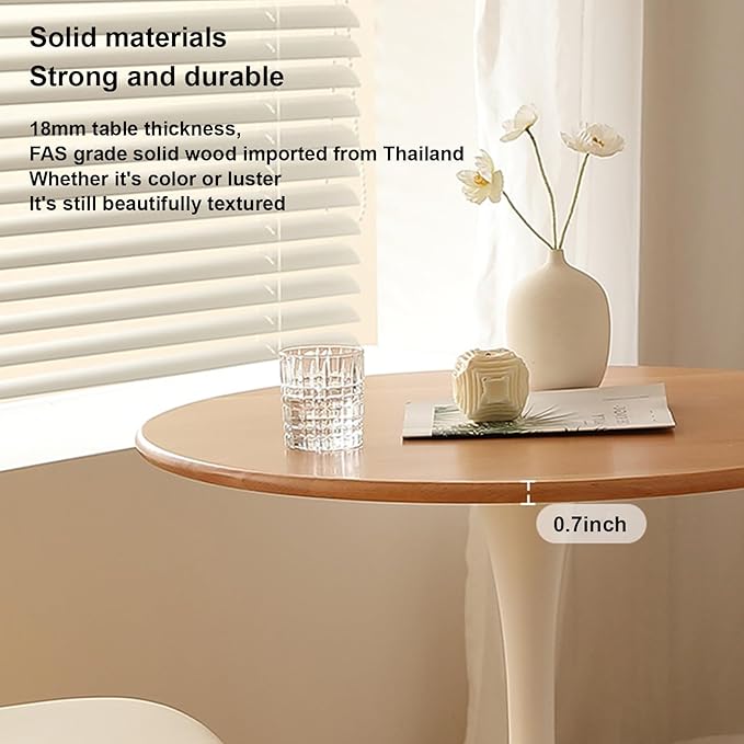 23.62" Mid-Century Round Dining Table, Small Dining Table, Side Table for 2 People, Small Round Dining Room Table with Sturdy Trumpet Base, Circle Kitchen Table for Dining Room, Kitchen, Living Room