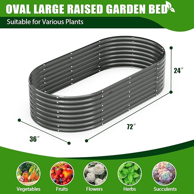 A ANLEOLIFE 6-Pack 6X3X2ft & 3x3x2ft Deep Root Galvanized Raised Garden Beds Outdoor for Planting Vegetables Flowers Herb, Quartz Grey