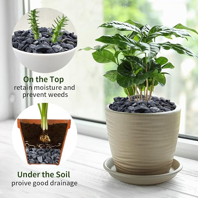 5lbs Black Pea Gravel, 3/8 Inch Decorative Pebbles Succulent Rocks, Black River Rocks Stones for Planters Vase Landscaping and Outdoor Garden Rock