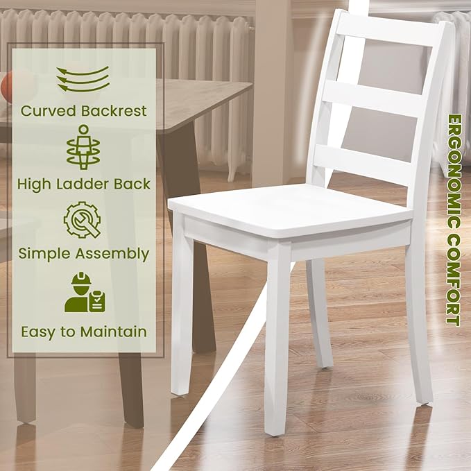 NAFORT Wooden Dining Chairs Set of 6, High Ladder Back Kitchen Side Chair with Solid Rubber Wood Legs, Max Load of 400 Lbs, Modern Restaurant Chairs for Kitchen and Dining, Home Workspace