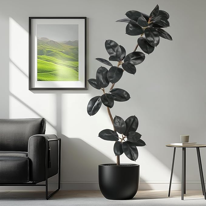 5.2ft Artificial Rubber Tree Faux Plants Indoor Faux Floor Artificial Trees Indoor,Fake Plant Fake Tropical Plants,Large Floor,Real Touch Rubber Tree for Home Decor