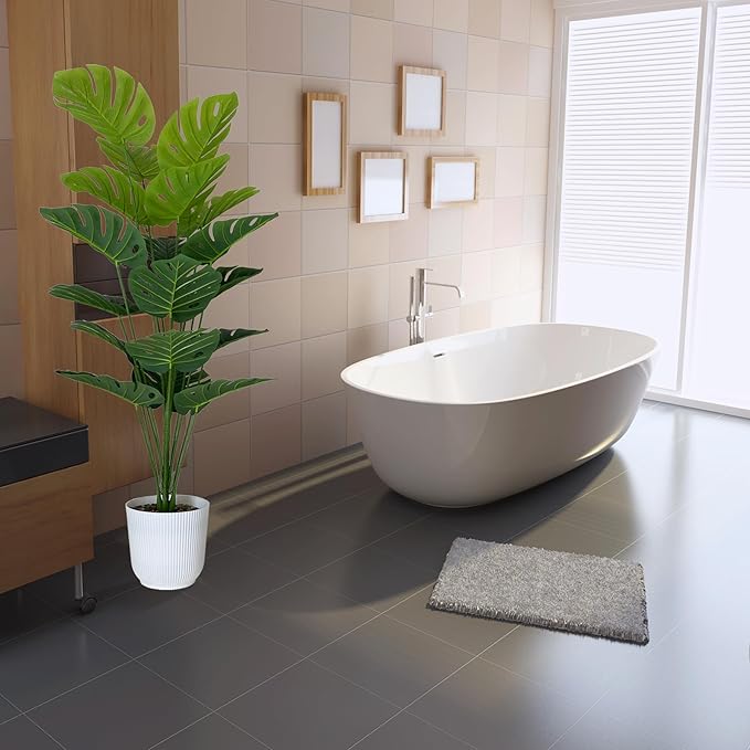 SAJANDAS Set of 2 Artificial Monstera Deliciosa Plants in Pots, Fake Tropical Trees with Greenery Leaves Stems, 45 Inch Faux Swiss Cheese Floor Plants for Porch, Garden, Office, Store, Home Decor