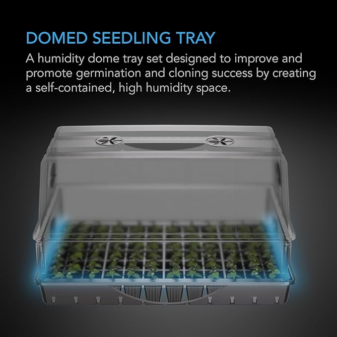 AC Infinity Large Humidity Dome, Heavy-Duty Germination Kit with 3 mm Thick Clear Dome, Sturdy Drip Tray, 6x12 Cell Seedling Tray, and Vented Height Extension Panels, for Seed Starting, Cloning Plants