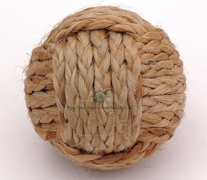 5pc Nautical Rope Balls – 2.5 Inch Each – Handmade Jute and Cotton Decorative Knots – for Rustic Tray Fillers, Wedding Centerpieces, Beach House or Living Room Decor Display