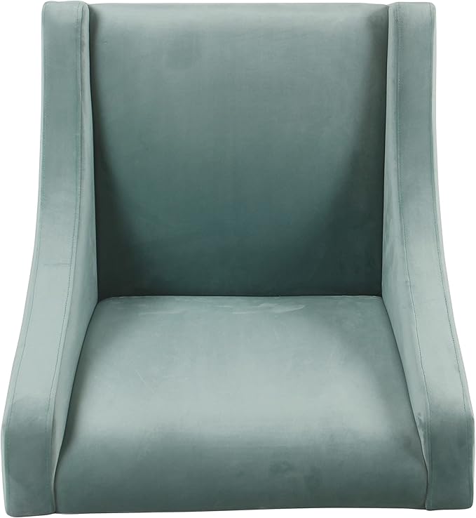Homepop Home Decor | Upholstered Classic Swoop Arm Accent Chair | Accent Chairs for Living Room & Bedroom | Decorative Home Furniture, Light Velvet Aqua Blue
