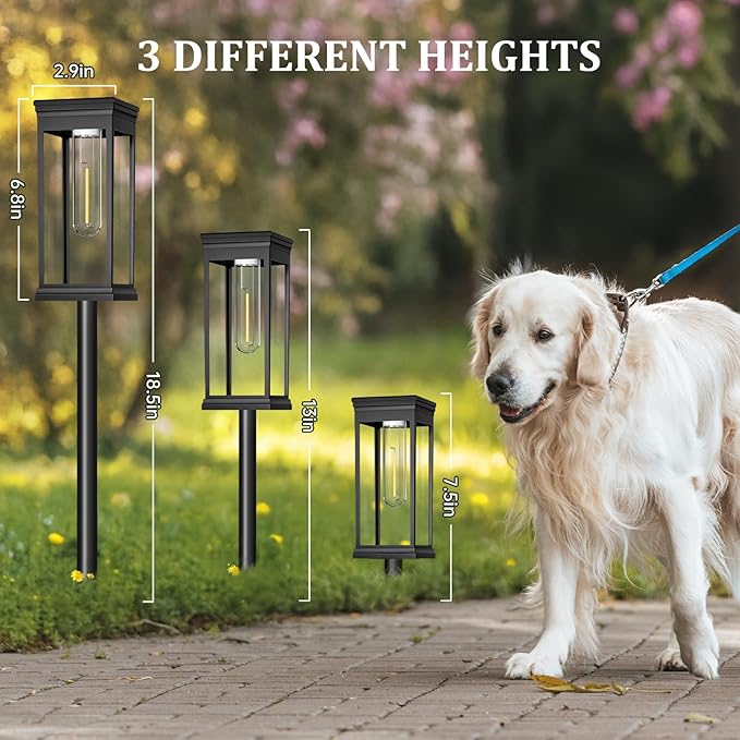 8 Pack Solar Pathway Lights Outdoor, IP65 Waterproof Solar Lights Outdoor ，Auto On/Off Walkway Landscape Lighting, Warm White LED for Garden, Yard, Driveway, Patio Landscape Decor