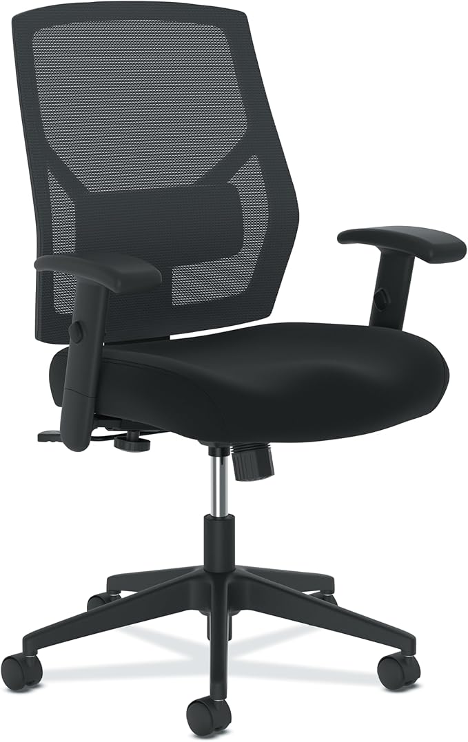 HON Crio Ergonomic Office Chair, High Back Task Chair with Adjustable Arms, Lumbar Support, 360 Swivel, Center-Tilt Recline, for Desks, Computers, Home Office, Black