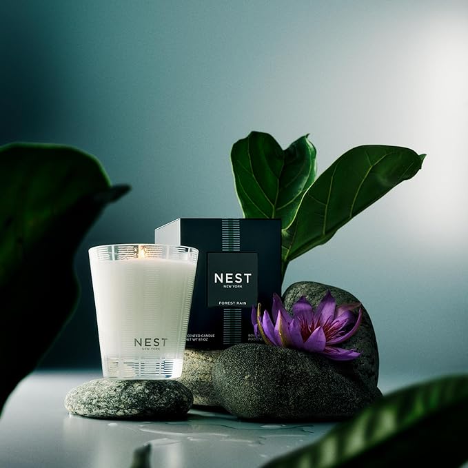 NEST New York Scented Classic Candle, Forest Rain - 8.1 oz - Up to 60-Hour Burn Time - Reusable Glass Vessel