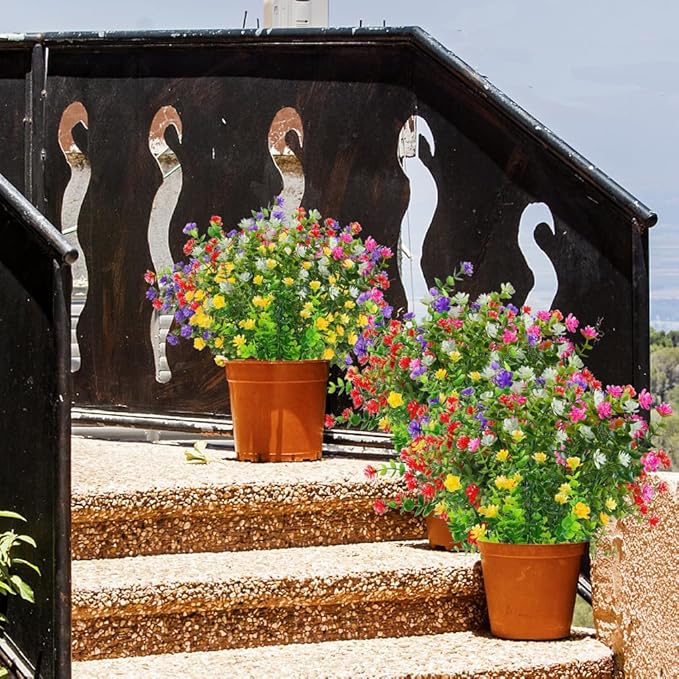 10PCS Artificial Eucalyptus Plants,Fake Boxwood Shrubs UV Resistant No Fade Faux Plastic Greenery for Wedding Bridal Bouquet Indoor Outdoor Home Garden Kitchen Office Table Vase(Mix Color)