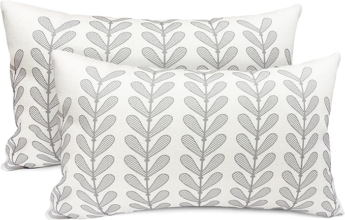 Decorative Throw Pillow Covers Set of 2 Light Gray Pillow Covers 12x20 Inch Throw Pillow Cover Linen Pillowcase Modern Boho Farmhouse Outdoor Pillow Covers for Couch Sofa Bed Living Room