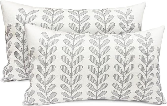 Decorative Throw Pillow Covers Set of 2 Light Gray Pillow Covers 12x20 Inch Throw Pillow Cover Linen Pillowcase Modern Boho Farmhouse Outdoor Pillow Covers for Couch Sofa Bed Living Room