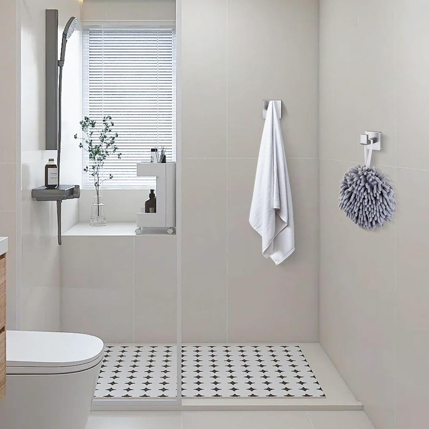 Towel Hooks for Bathrooms Robe Hook Coat Hook 4 Pack Brushed Nickel Stainless Steel Heavy Duty Wall Mounted Square Hooks for Bathroom Kitchen Bedroom