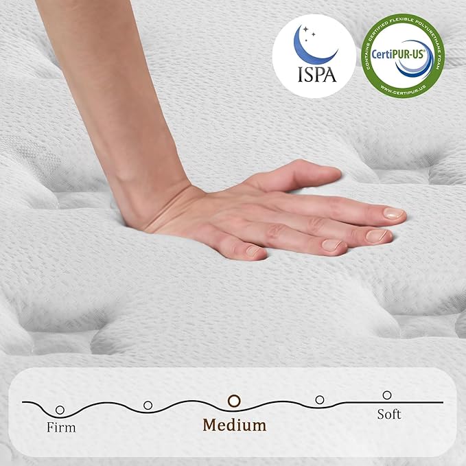 King Size Mattress in a Box 14 Inch Memory Foam Hybrid Mattress with Pocketed Springs Medium Firm Support Motion Isolation Edge Support 180 Night Trial