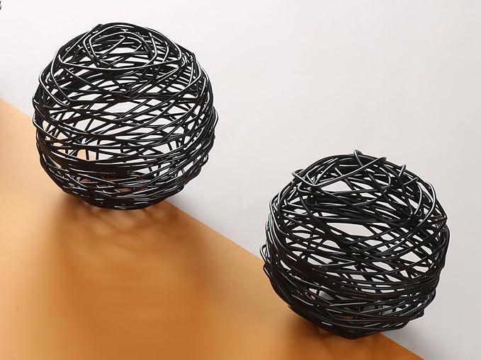 Alpha Living Home Metal Decorative Sphere Set of 3 for Home Decor Modern Decorative Balls for Living Room, Bedroom, Kitchen, Bathroom, Office - Table Decorative Orbs for Centerpiece (Black)