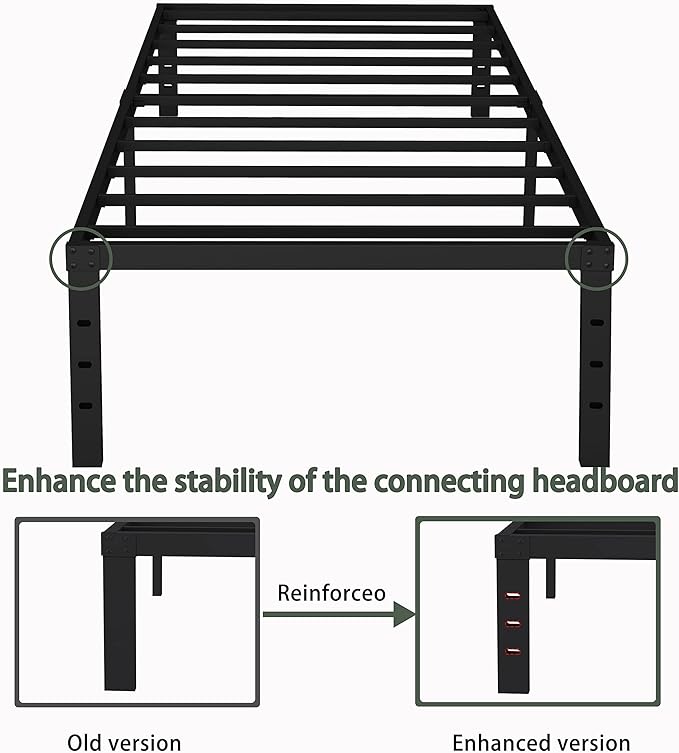 18 Inch Twin Bed Frame Metal, Platform Bed Frame Twin Size, Easy Assembly, Heavy Duty, No Box Spring Needed