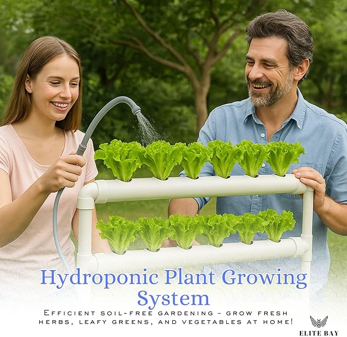 36-Pod Hydroponic Plant Growing System – PVC Vertical Soilless Indoor/Outdoor Garden Kit | White Tower with 36 Baskets, Sponges, AU/US Plug & Soft Tube | Ideal for Home Gardening