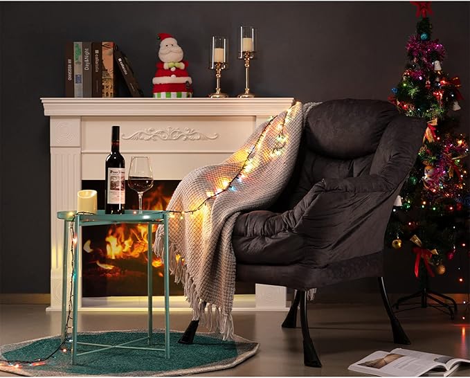 HollyHOME Modern Fabric Large Lazy Chair, Accent Oversized Comfy Reading Chair, Thick Padded Cozy Lounge Chair with Armrest, Steel Frame Leisure Sofa Chair for Living Room, Bedroom, Dorm, Coffee Grey