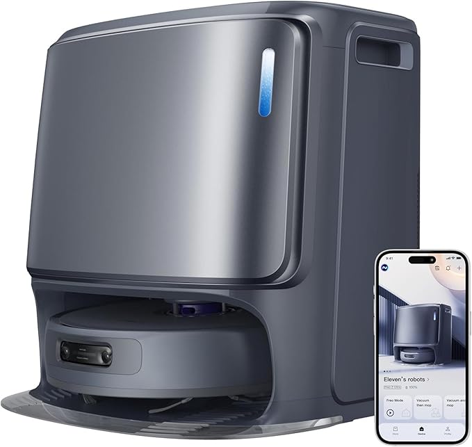 NARWAL Freo Z Ultra Robot Vacuum and Mop Combo, Dual RGB Cameras and Chips, AI Avoidance, 12000Pa Suction, Real-Time Decisions, Adaptive Hot-Water Self Wash & Self Emptying, Pet Hair, Quiet, Grey