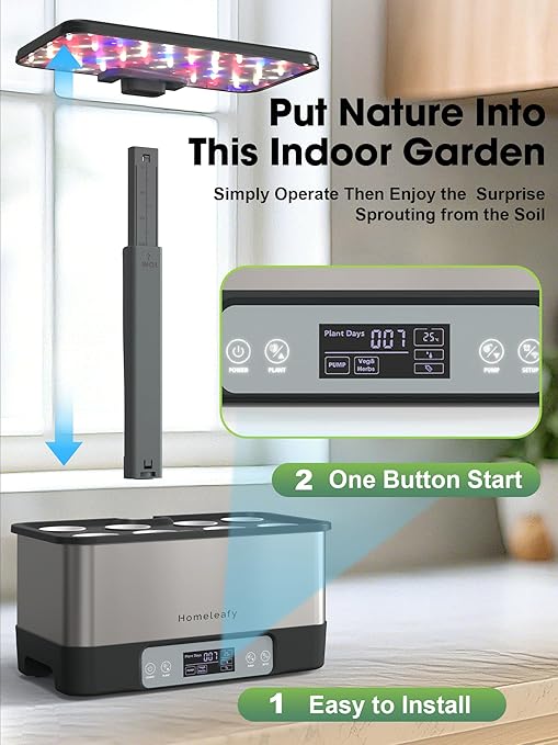 Hydroponics Growing System Kit, 8 Pods Smart Indoor Herb Garden with WiFi App Control, Seeds Pod Kit,LED Grow Light,Stainless Steel Herbs Planter for Lettuce,Basil,Gardening Gifts