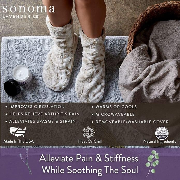 Sonoma Lavender Spa Booties, Microwavable Heated Slippers, Luxury Herbal Booties, Herbal Aromatherapy Foot Warmer