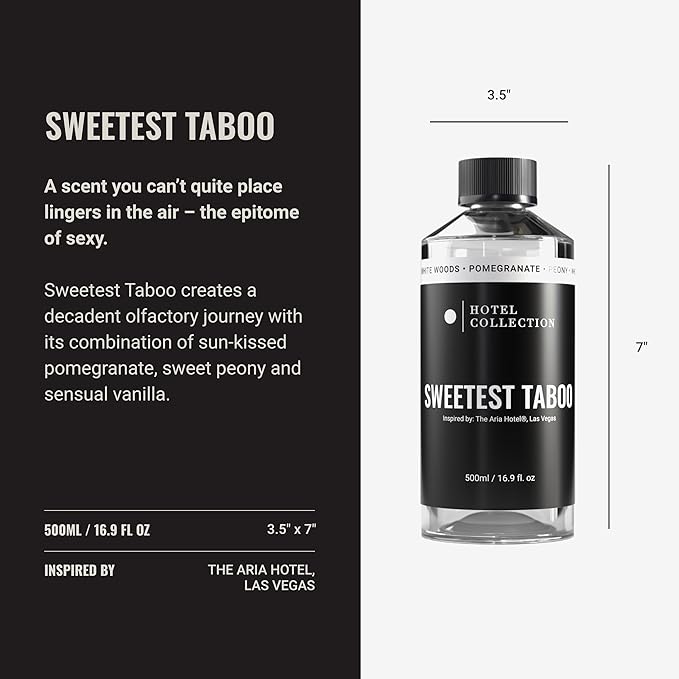 Hotel Collection Diffuser Oil - Sweetest Taboo - Aromatherapy Essential Fragrance Oil - White Woods, Pomegranate, and Peony - 500mL 16.9 Fl oz