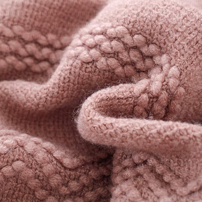 BOURINA Coral Pink Throw Blanket 50x60 Inches Throw Textured Solid Soft Sofa Couch Decorative Knit Blanket