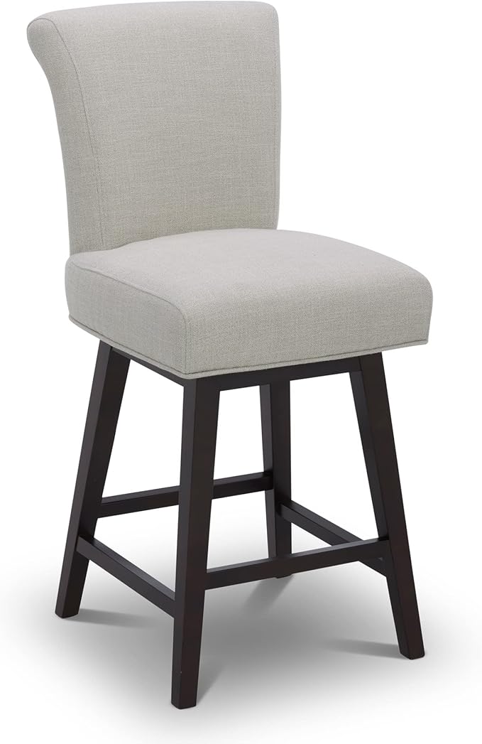 CHITA 26 Inch Counter Height Swivel Bar Stool, FSC Certified Modern Fabric Swivel Barstool Chair with Back, Linen