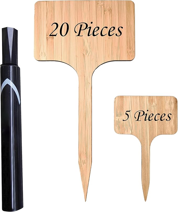 25 Pack 2 Sizes Tall Plant Labels Garden Markers Plant Name Tags for Flowers, Herbs, Vegatables, Seeds, Bulbs Larger Writing Area with Full Size Marker
