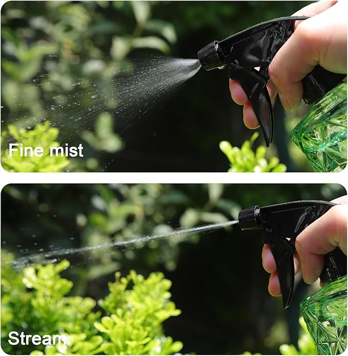 OFFIDIX Fine Mist Plant Mister, Handheld Pressure Glass Spray Bottles, 0.35L/11.8oz Watering Can with Adjustable Nozzle for Outdoor Indoor Gardening and Cleaning Work (Green)
