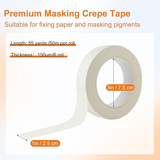 Painters Tape 10 Rolls, Masking Tape 1 Inches x 55 Yards,Gentle Adhesive,Protects Delicate Surfaces, Painting Tape for Walls, Labeling, Decorating,Crafts,DIY,No Residue,Easy Removal,White