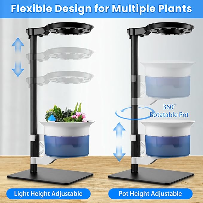 Smart Venus Fly Trap Terrarium Kit with Grow Light Timer & Metal Stand, African Violet Pots Self Watering Planter for Cactus,Herbs,Carnivorous Plants, Christmas Birthday Gifts for Women Garden Lover