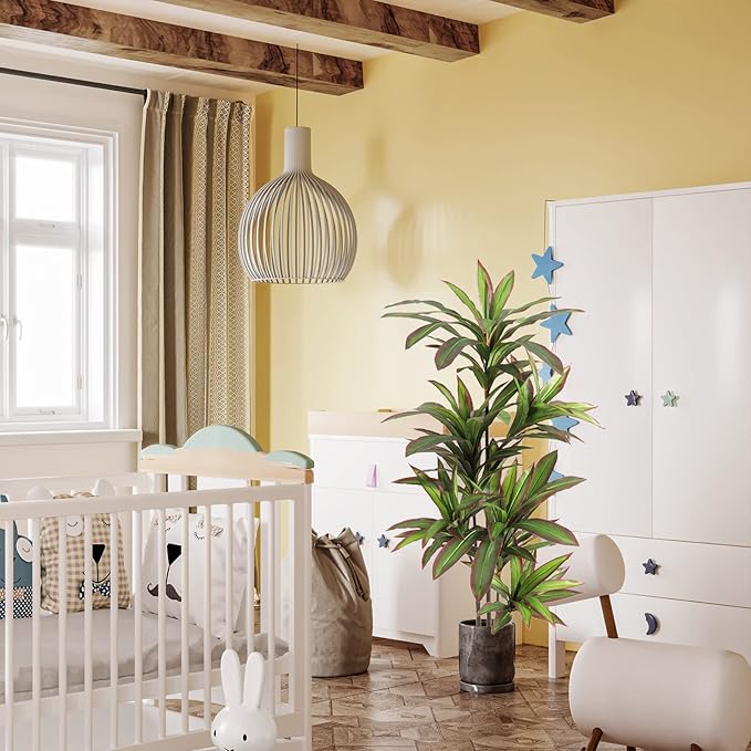 VIAGDO Dracaena Silk Plant Artificial 5ft Faux House Plants with Red Leaf Margin Fake Yucca Palm Trees in Pot Realistic Dragon Tree for Living Room Home Office Decor Indoor Outdoor