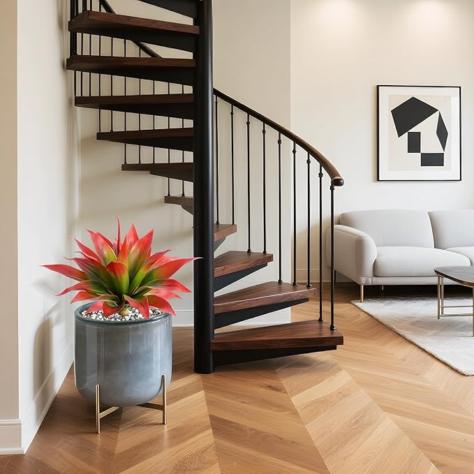 Artificial Agave 22" Faux Agave Fake Greenery Outdoor Artificial Plant Fake Plant for Indoor Home Decoration Plastic Plant Outdoor Decor Front Porch Decor Simulation Plants (Red 2Pcs) No Vase