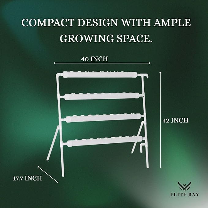 36-Pod Hydroponic Plant Growing System – PVC Vertical Soilless Indoor/Outdoor Garden Kit | White Tower with 36 Baskets, Sponges, AU/US Plug & Soft Tube | Ideal for Home Gardening