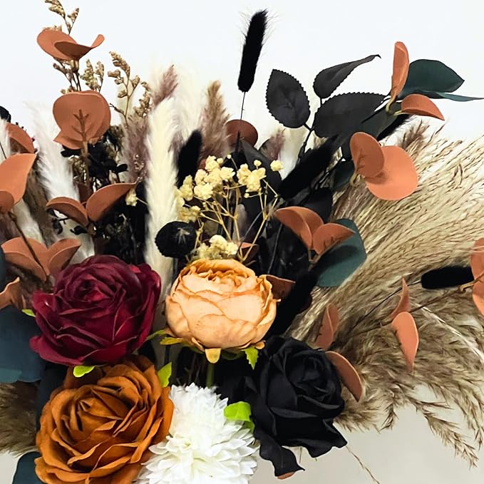 RyddeligHome Fall Flower Arrangements in Vase 100pcs, Fall Centerpieces for Tables, Coffee Dining Table Centerpiece Decor for Home, Thanksgiving Christmas Winter Decorations, Centro De Mesa De Otoño