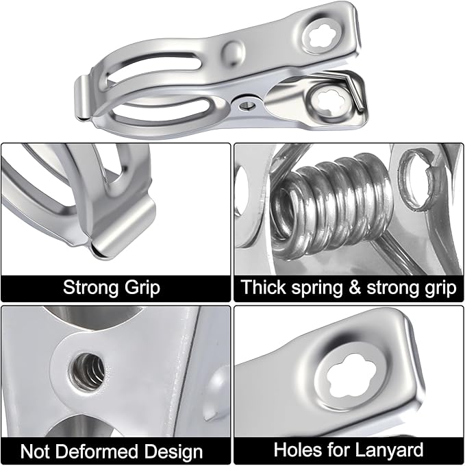 120 Pcs Stainless Steel Garden Shade cloth Clips Metal Heavy Duty Clamps Cloth Netting Tarp Row Cover Clips with Strong Grip for Shade Plant Cover and Various Hoops tarp clip Fix Plant 2"