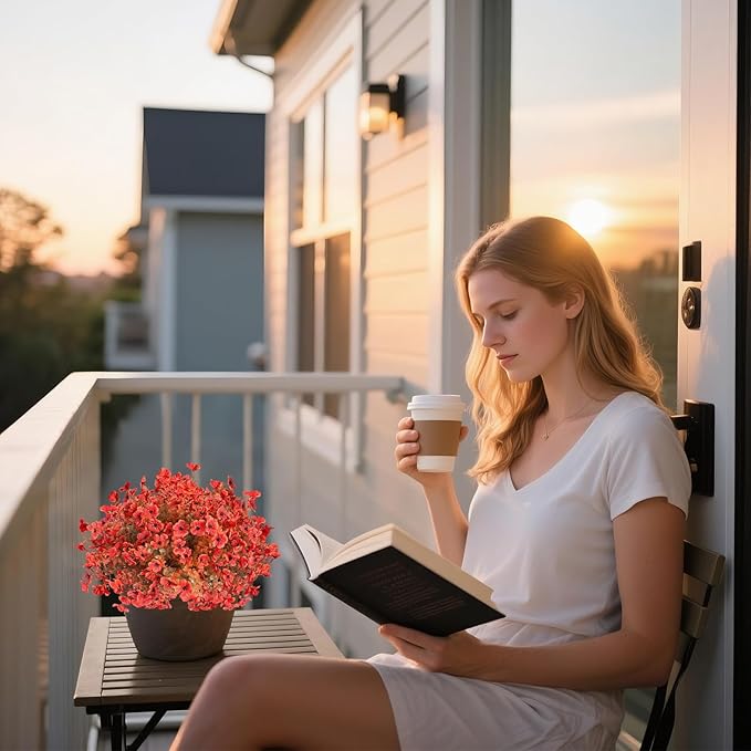 Artificial Mums for Outdoors Garden Home Fall Decor uv Resistant Outdoor Faux Plants Indoor Plastic Fake Plants Greenery Boxwood Porch Patio Fake Mums Flowers 12 Bundles Yard Decorations