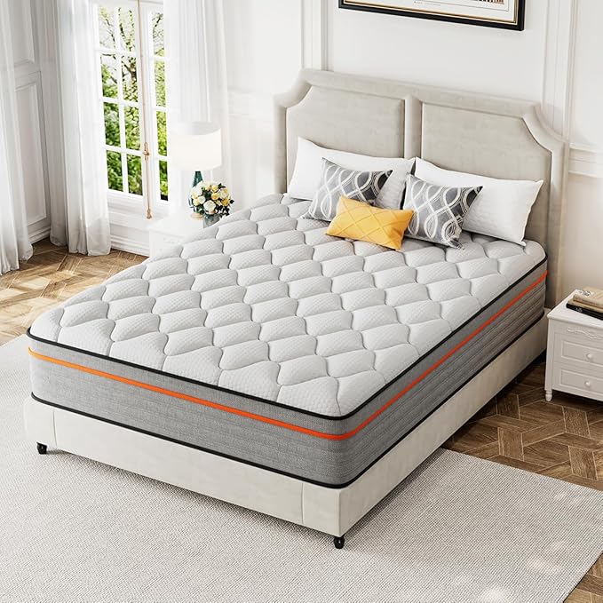 12 Inch Queen Size Mattress, Gel-Infused Memory Foam Mattress - CertiPUR-US Certified, Cooling Support, Pressure Relief, Motion Isolation, Fiberglass-Free