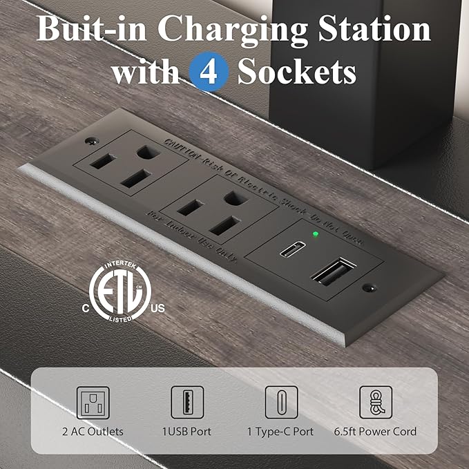 King Size Platform Bed with 2-Tier Storage Headboard, Metal Bed Frame with Charging Station & LED Light, Heavy Duty Metal Slats, No Box Spring Need, Noise Free, Grey