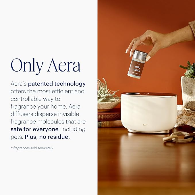 Aera Home Fragrance Electric Diffuser: Smart Home App Aroma Control, Essential Oil & Aromatherapy, Hypoallergenic Scent Technology, Safe for Family & Pets, White (Scent Capsules Sold Separately)