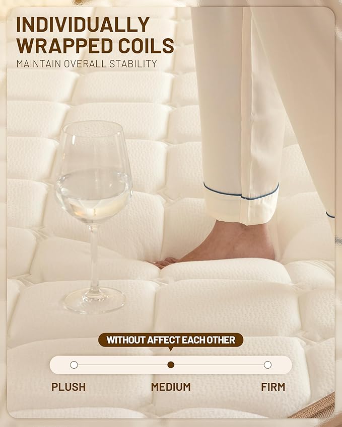 14Inch Full Mattress, Premium Hybrid Pocket Springs & Cooling Gel Memory Foam, Medium Firm Support, Motion Isolation, Edge Support, CertiPUR-US Certified