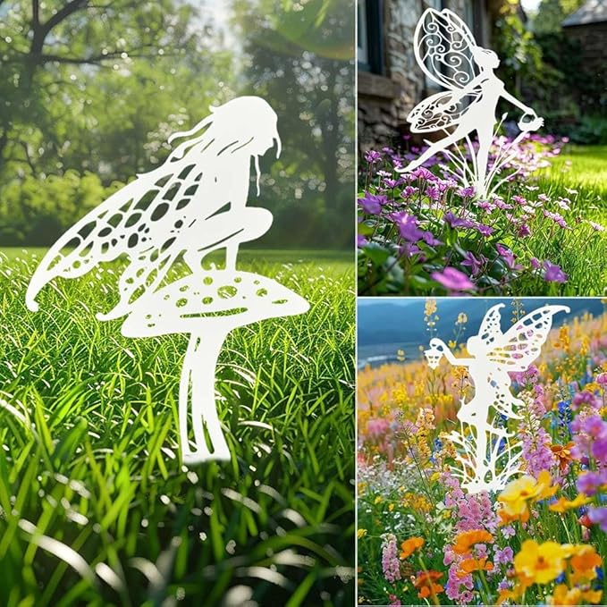Garden Decoration Fairy Metal Flower Fairy 3-Piece Set Suitable for Yard, Flower Pot, Lawn, Flower Bed Decoration Gifts