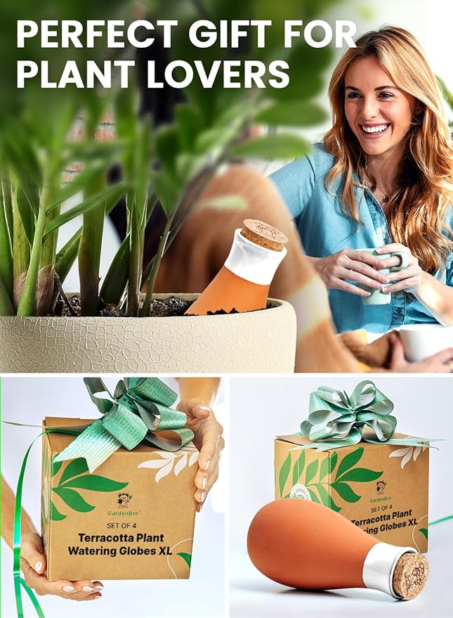 4 Pcs Ollas Terracotta Watering Pots Large - 14 Oz Self Watering Planter Insert Olla Watering System for 1-Week Easy to Refill - Clay Plant Watering Globes for Outdoor & Indoor Plants [4, White]