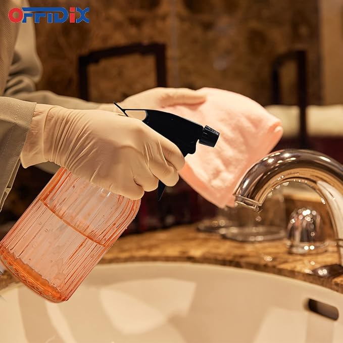 OFFIDIX Glass Watering Can, Handheld Spray Bottles, 0.4L/13.5oz Watering Spray Bottle with Adjustable Nozzle for for Indoor and Outdoor Gardening and Home Cleaning (Orange)